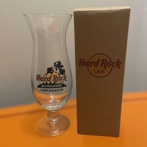 HARD ROCK CAFE Copenhagen Vintage 9.5" Hurricane Glass Original Box Excellent